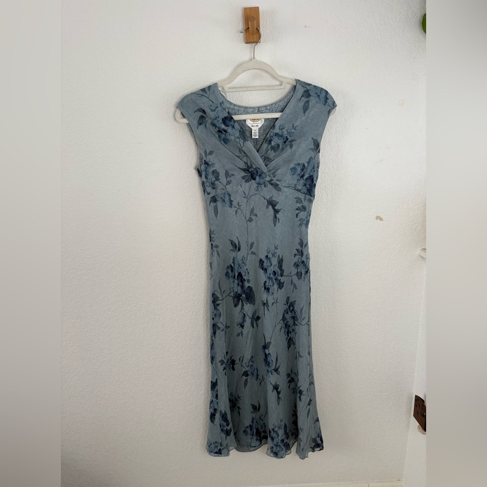 Silk Talbots Blue Floral Midi Dress